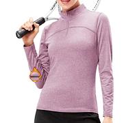 Sillictor Thermal Tops Womens Long Sleeve Half Zip Running Sports Base Layer Women Compression Top Ladies Ski Tops Fleece Hiking Horse Riding Thermal Underlayer Quick Dry Wicking 2523 Pink L