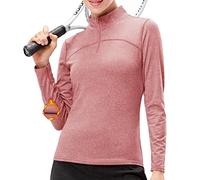 Sillictor Thermal Tops Womens Long Sleeve Half Zip Running Sports Base Layer Women Compression Top Ladies Ski Tops Fleece Hiking Horse Riding Thermal Underlayer Quick Dry Wicking 2523 Orange L