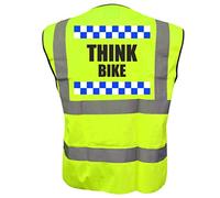 SILLITOE THINK BIKE Hi Viz Vis Vest Cycle Bike Reflective Waistcoat Jacket Safety Road Safety Visibility 5XL
