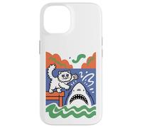 Silly and Brave Cat vs Shark, Funny Kitty Case for iPhone 14