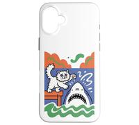 Silly and Brave Cat vs Shark, Funny Kitty Case for iPhone 16 Plus