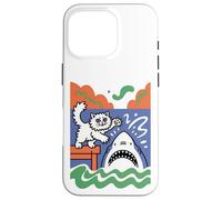Silly and Brave Cat vs Shark, Funny Kitty Case for iPhone 16 Pro