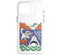 Silly and Brave Cat vs Shark, Funny Kitty Case for iPhone 16 Pro Max