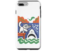 Silly and Brave Cat vs Shark, Funny Kitty Case for iPhone 7 Plus/8 Plus