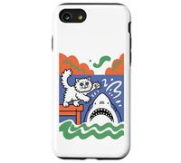 Silly and Brave Cat vs Shark, Funny Kitty Case for iPhone SE (2020) / 7/8