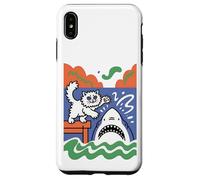 Silly and Brave Cat vs Shark, Funny Kitty Case for iPhone XS Max