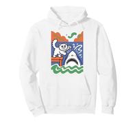 Silly and Brave Cat vs Shark, Funny Kitty Pullover Hoodie
