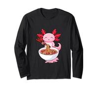 Silly Axolotl Eating Noodles with Chopsticks Saying Long Sleeve T-Shirt
