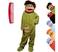 Silly Big Mouth Monster Onesie for Adults, Silly Onesie Green Monster, Ultra-Soft Plush Funny Monster Hooded Pajamas, Funny Onesies for Adults for Movie Nights Family Fun Cozy Relaxing (#A,M)