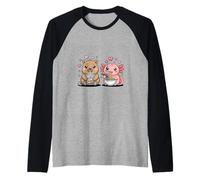 Silly Capybara Boba Tea Axolotl Ramen Kawaii Duo Raglan Baseball Tee