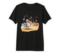 Silly Crab and Lucky Pizza Seagull - Cute Beach Watercolor Premium T-Shirt