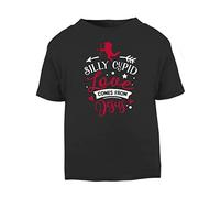Silly Cupid Love Comes from Jesus (Romantic Quotes for Couples, Anniversary) Short Sleeve Cotton Toddler t Shirt, 3-4 Years, Black