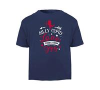 Silly Cupid Love Comes from Jesus (Romantic Quotes for Couples, Anniversary) Short Sleeve Cotton Toddler t Shirt, 1-2 Years, Navy