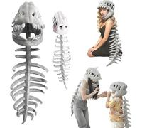 Silly Dino Skeleton Plush Toy, Realistic 3D Design for Cosplay Party (Gray,31.5)