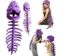 Silly Dino Skeleton Plush Toy, Realistic 3D Design for Cosplay Party (Purple,31.5)