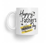 Silly Dog Designs - Funny Father’s Day Mug or Beer Glass - “Reduced” Joke Sticker Design - Ceramic Coffee Cup or Frosted Ombre Beer Stein - Optional Matching Coaster Gift for Dad (White Mug)