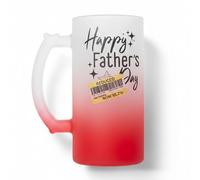 Silly Dog Designs - Funny Father’s Day Mug or Beer Glass - “Reduced” Joke Sticker Design - Ceramic Coffee Cup or Frosted Ombre Beer Stein - Optional Matching Coaster Gift for Dad (Red Beer Stein)