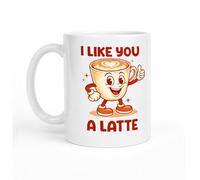 Silly Dog Designs - Funny Valentine’s Day Mug for Him or Her - Cute Food Pun Coffee Mug - Romantic Gift for Boyfriend Girlfriend Husband Wife - 11oz White Ceramic Cup (I Like You A Latte)