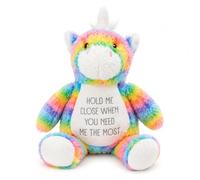 Silly Dog Designs - Hold Me Close Plushie - Comfort Plush with Reassuring Message - Emotional Support Gift for Children & Loved Ones - Dinosaur, Unicorn & Owl Soft Toy (Unicorn Non Personalised)