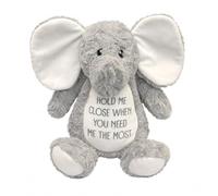 Silly Dog Designs - Hold Me Close Plushie - with Reassuring Message - Emotional Support Gift for Children & Loved Ones - Dinosaur, Unicorn, Capybara, Elephant or Owl (Non Personalised - Elephant)