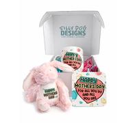 Silly Dog Designs - Mother’s Day Gift Set for Mum - Ceramic Mug, Cork Backed Coaster & Plush Bunny Keyring - Thoughtful Mother’s Day Present - Gift Boxed