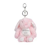 Silly Dog Designs -Personalised Bunny Keyring Plush - Custom Name Soft Toy - “I’m Always Here For You” Comfort Gift - Mother’s Day Keepsake for Mums, Children & Loved Ones (pink)