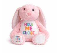 Silly Dog Designs - Personalised Bunny Plush Keepsake - Hold Me Close Soft Toy with Custom Name - Decorative Gift - Nursery Display, Memory Keepsake (Light Pink)