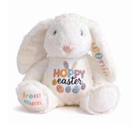 Silly Dog Designs - Personalised Easter Bunny Plush Toy - Soft Cuddly Bunny with Name & Message, Easter Gift for Loved Ones, 21cm Stuffed Animal, Comes in Reusable Fabric Bag (White)