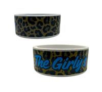 Silly Dog Designs - Personalised Pet Bowl with Custom Name - Ceramic Dog or Cat Food Bowl - Choice of 3 Colours - Custom Pet Feeding Dish for Dogs & Cats (Brown Leopard Print)