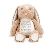 Silly Dog Designs - Personalised Style “Hold Me Close” Worry Bunny Soft Toy - Pink or Brown Plush Rabbit - Comfort Gift for Children - 21cm Cuddly Keepsake (Brown)