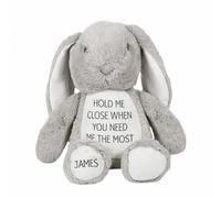 Silly Dog Designs - Personalised Worry Bunny Plush Toy - “Hold Me Close” Comfort Bunny Teddy - Soft Emotional Support Rabbit for Children - Keepsake Gift (Personalised Grey Bunny)