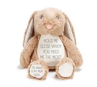 Silly Dog Designs - Personalised Worry Bunny Plush Toy - “Hold Me Close” Comfort Bunny Teddy - Soft Emotional Support Rabbit for Children - Keepsake Gift (Personalised Brown Bunny)