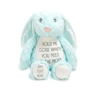 Silly Dog Designs - Personalised Worry Bunny Plush Toy with Name - Comfort Bunny for Children - Soft Sensory Teddy - SEN Friendly Comfort Toy Name Foot (Light Blue)