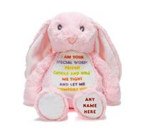 Silly Dog Designs - Personalised Worry Friend Bunny Plush Toy - Custom Name Soft Comfort Bunny - Anxiety & Emotional Support Teddy for Children - Thoughtful Keepsake Gift (Pink)