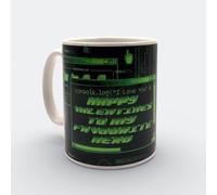 Silly Dog Designs - Retro Computer Nerd Mug - Funny Tech Coffee Cup - Full Wrap Design - Gift for Gamers, Programmers & Couples - Dishwasher & Microwave Safe (Happy Valentine’s to My Favourite Nerd)