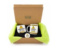 Silly Dog Designs - Warning May Tell Dad Jokes Mug & Gift Set - Funny Father’s Day Gift - Mug, Coaster & Keyring Set - Dad Joke Present for Him (Gift Set)
