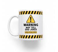 Silly Dog Designs - Warning May Tell Dad Jokes Mug & Gift Set - Funny Father’s Day Gift - Mug, Coaster & Keyring Set - Dad Joke Present for Him (Classic White Mug)