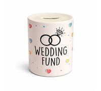 Silly Dog Designs - Wedding Money Box Gift - Honeymoon Fund, Travel Fund & Personalised Options - Ceramic Savings Pot - Wedding, Engagement & Couple Gift (Wedding Fund - Standard)