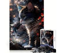 Silly Fluffy Cat Delight 1000 Piece Jigsaws for Teenagers Mind Exercise Toy Mental Relax Design Assembly Santa Wish List 50x75cm