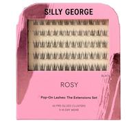 Silly George Pop-On Lashes - DIY 1-Step Pre-Glued Faux Eyelash Clusters, Natural Look Extensions, Black - Rosy, 5-7 Pair Set, Pack of 60 Clusters