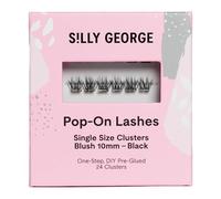 Silly George Single-Size Pop-On Lashes - DIY 1-Step Pre-Glued Faux Eyelash Cluster Kit, Natural Look Extensions, Pack of 24 Individual Clusters, Black - Blush, 10mm