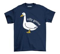 Silly Goose 4 T-Shirt - Quack Me Up! 100% Cotton, Funny Unisex Design, Perfect for Goose Lovers and Silly Souls Alike! Navy