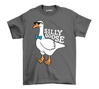 Silly Goose 8 T-Shirt - Funny & Classy! Unisex Design with Dapper Goose in a Bow Tie, Perfect for Quirky Style Lovers! Grey