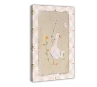 Silly Goose Art Print Vintage Nursery Wall Decor Floral Farm Animal Cottagecore Frame-style 12x18inch(30x45cm)