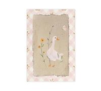 Silly Goose Art Print Vintage Nursery Wall Decor Floral Farm Animal Cottagecore Unframe-style 12x18inch(30x45cm)