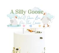 Silly Goose Baby Shower Decorations A Silly Goose Will Soon Be on the Loose Cake Topper Farm Animal Goose Cake Decorations Green Blue for Boys Silly Goose Baby Shower Party Supplies