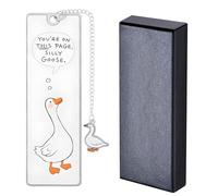 Silly Goose Book Mark with Pendant, Practical Metal Bookmarks for Women and Men, Book Accessories Gift with Box for Book Lover, Ideal Supplies for Reading Clubs and Office Supplies