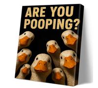 Silly Goose Canvas Wall Art, “ARE YOU POOPING?” Funny Bathroom Posters