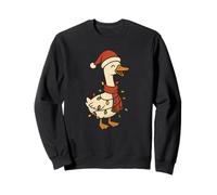 Silly Goose Christmas Tree Lights Funny Santa Hat Vintage Sweatshirt