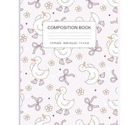 Silly Goose Composition Book: Wide Ruled Notebook for Girls, Cute Coquette School Journal with Geese, Bows & Flowers